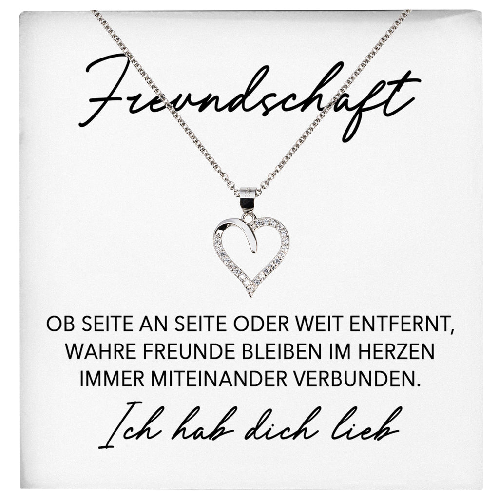 22Feels® Freundschaftkette Beste Freundin Geschenk Silber 925/000 Schmuck Frauen Collier Herz Anhaenger mit Karte Mädchen Damen Geburtstag Bestie BFF-Schmuck mit Botschaftskarte - Herz21-22Feels