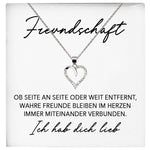 22Feels® Freundschaftkette Beste Freundin Geschenk Silber 925/000 Schmuck Frauen Collier Herz Anhaenger mit Karte Mädchen Damen Geburtstag Bestie BFF-Schmuck mit Botschaftskarte - Herz21-22Feels