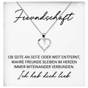22Feels® Freundschaftkette Beste Freundin Geschenk Silber 925/000 Schmuck Frauen Collier Herz Anhaenger mit Karte Mädchen Damen Geburtstag Bestie BFF-Schmuck mit Botschaftskarte - Herz21-22Feels