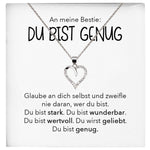 22Feels® Bestie Du Bist Genug Beste Freundin Geschenk Silber 925/000 Schmuck Frauen Collier Herz Freundschaftskette mit Karte Mädchen Damen Geburtstag Bestie BFF-Schmuck mit Botschaftskarte - Herz21-22Feels