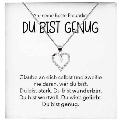 22Feels® Freundschaftkette Beste Freundin Geschenk Silber 925/000 Schmuck Frauen Collier Herz Anhaenger mit Karte Mädchen Damen Geburtstag Bestie BFF-Schmuck mit Botschaftskarte - Herz21-22Feels