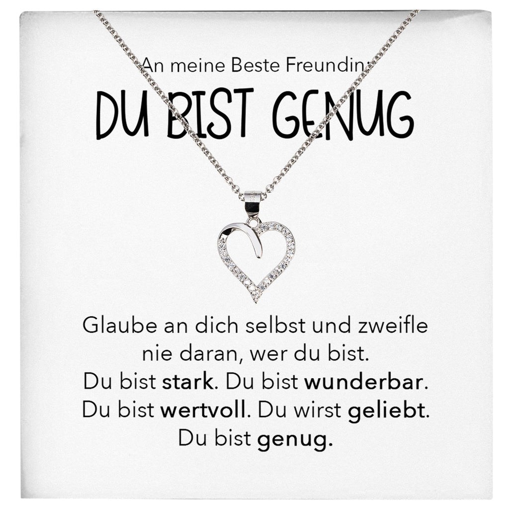 22Feels® Freundschaftkette Beste Freundin Geschenk Silber 925/000 Schmuck Frauen Collier Herz Anhaenger mit Karte Mädchen Damen Geburtstag Bestie BFF-Schmuck mit Botschaftskarte - Herz21-22Feels