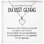 22Feels® Freundschaftkette Beste Freundin Geschenk Silber 925/000 Schmuck Frauen Collier Herz Anhaenger mit Karte Mädchen Damen Geburtstag Bestie BFF-Schmuck mit Botschaftskarte - Herz21-22Feels