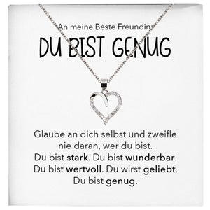 22Feels® Freundschaftkette Beste Freundin Geschenk Silber 925/000 Schmuck Frauen Collier Herz Anhaenger mit Karte Mädchen Damen Geburtstag Bestie BFF-Schmuck mit Botschaftskarte - Herz21-22Feels