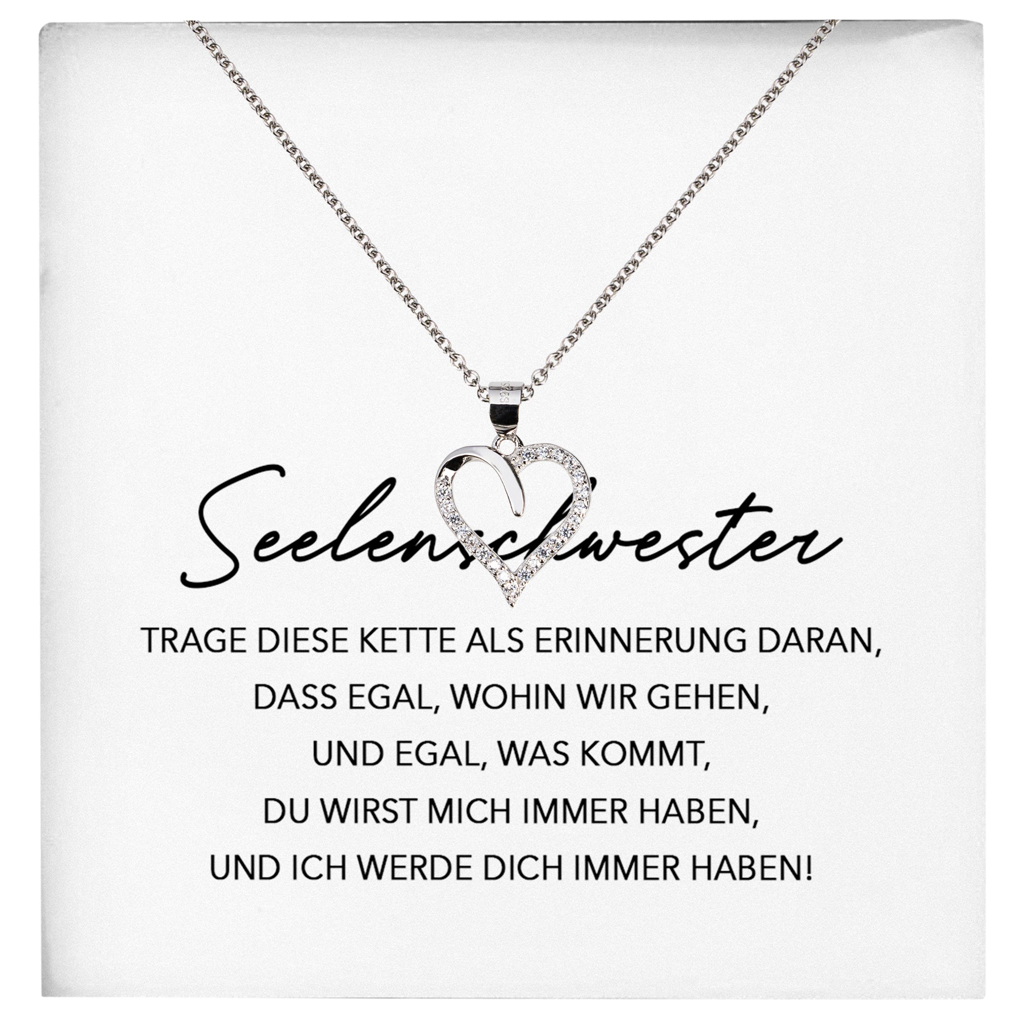 22Feels® Seelenschwester Beste Freundin Geschenk Silber 925/000 Schmuck Frauen Collier Herz Anhaenger mit Karte Mädchen Damen Geburtstag Bestie BFF-Schmuck mit Botschaftskarte - Herz21-22Feels