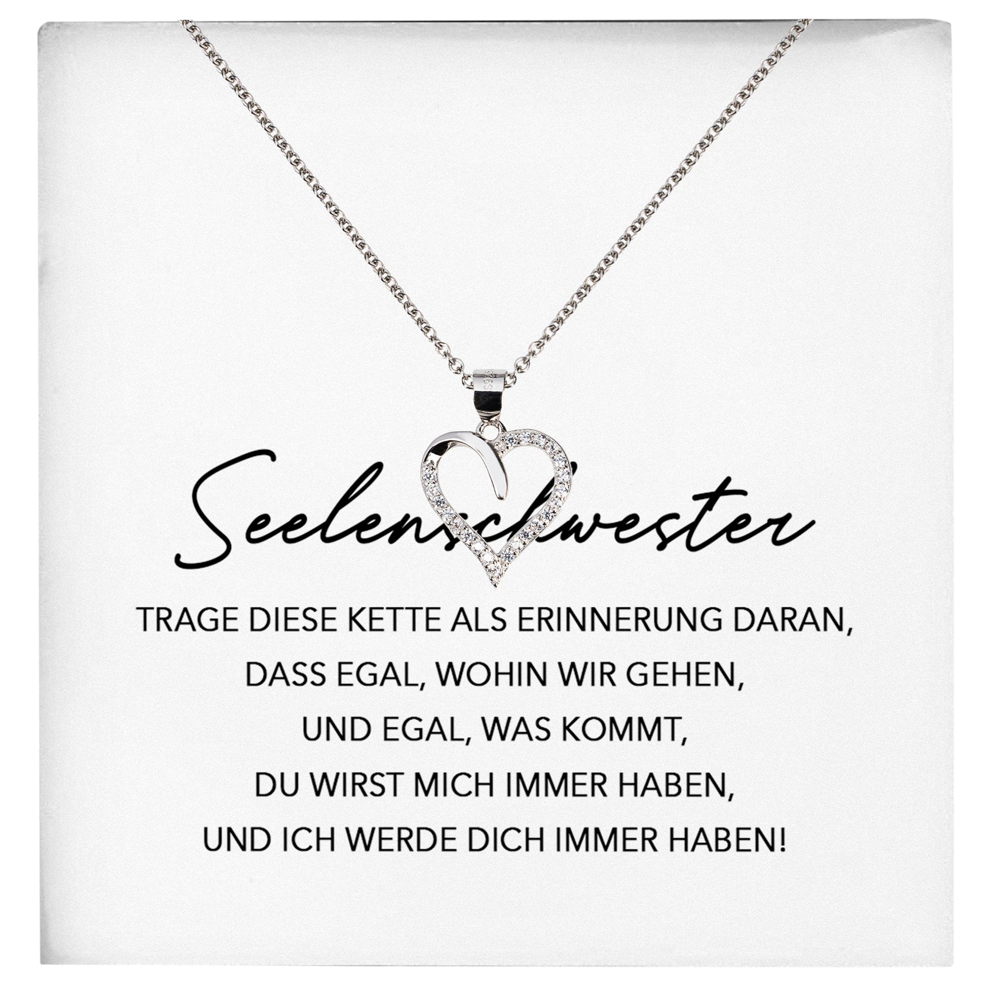 22Feels® Seelenschwester Beste Freundin Geschenk Silber 925/000 Schmuck Frauen Collier Herz Anhaenger mit Karte Mädchen Damen Geburtstag Bestie BFF-Schmuck mit Botschaftskarte - Herz21-22Feels