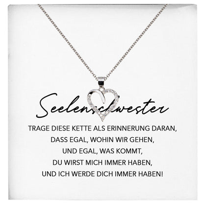 22Feels® Seelenschwester Beste Freundin Geschenk Silber 925/000 Schmuck Frauen Collier Herz Anhaenger mit Karte Mädchen Damen Geburtstag Bestie BFF-Schmuck mit Botschaftskarte - Herz21-22Feels