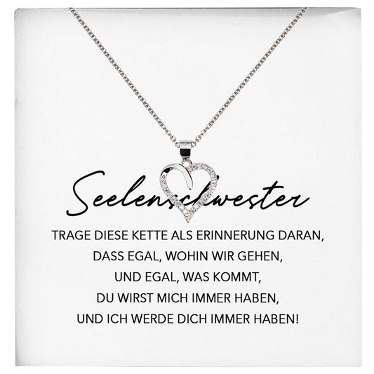 22Feels® Seelenschwester Beste Freundin Geschenk Silber 925/000 Schmuck Frauen Collier Herz Anhaenger mit Karte Mädchen Damen Geburtstag Bestie BFF-Schmuck mit Botschaftskarte - Herz21-22Feels