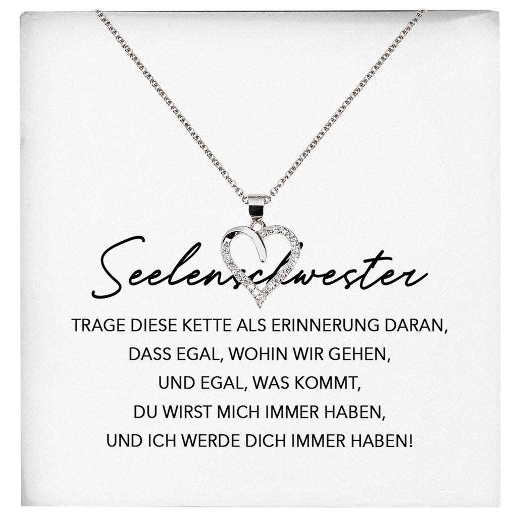 22Feels® Seelenschwester Beste Freundin Geschenk Silber 925/000 Schmuck Frauen Collier Herz Anhaenger mit Karte Mädchen Damen Geburtstag Bestie BFF-Schmuck mit Botschaftskarte - Herz21-22Feels