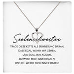 22Feels® Seelenschwester Beste Freundin Geschenk Silber 925/000 Schmuck Frauen Collier Herz Anhaenger mit Karte Mädchen Damen Geburtstag Bestie BFF-Schmuck mit Botschaftskarte - Herz21-22Feels