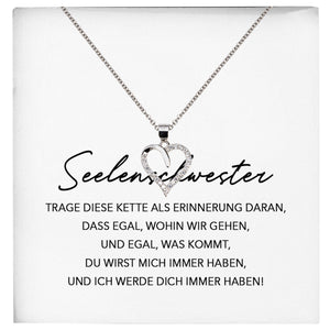 22Feels® Seelenschwester Beste Freundin Geschenk Silber 925/000 Schmuck Frauen Collier Herz Anhaenger mit Karte Mädchen Damen Geburtstag Bestie BFF-Schmuck mit Botschaftskarte - Herz21-22Feels