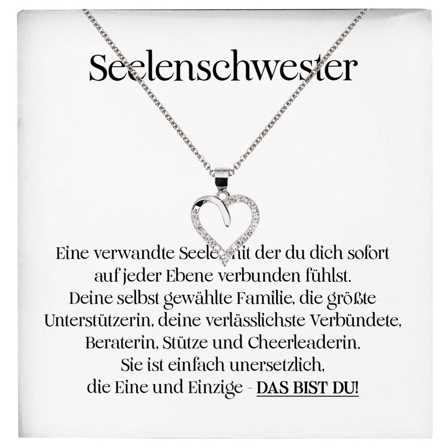 22Feels® Seelenschwester Beste Freundin Geschenk Silber 925/000 Schmuck Frauen Collier Herz Anhaenger mit Karte Mädchen Damen Geburtstag Bestie BFF-Schmuck mit Botschaftskarte - Herz21-22Feels