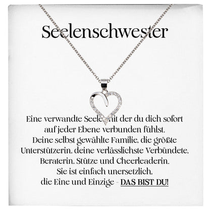 22Feels® Seelenschwester Beste Freundin Geschenk Silber 925/000 Schmuck Frauen Collier Herz Anhaenger mit Karte Mädchen Damen Geburtstag Bestie BFF-Schmuck mit Botschaftskarte - Herz21-22Feels