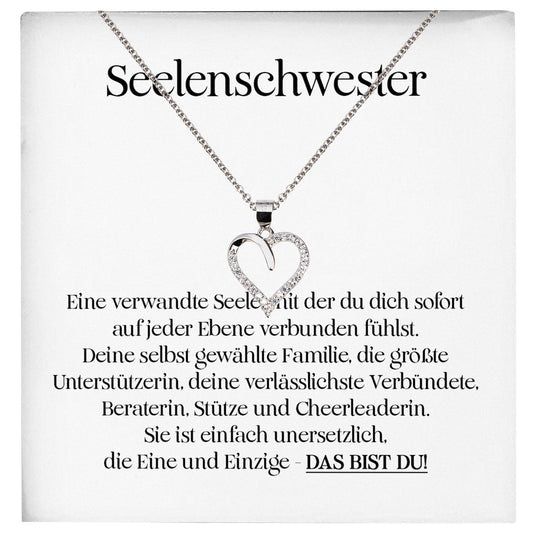 22Feels® Seelenschwester Beste Freundin Geschenk Silber 925/000 Schmuck Frauen Collier Herz Anhaenger mit Karte Mädchen Damen Geburtstag Bestie BFF-Schmuck mit Botschaftskarte - Herz21-22Feels