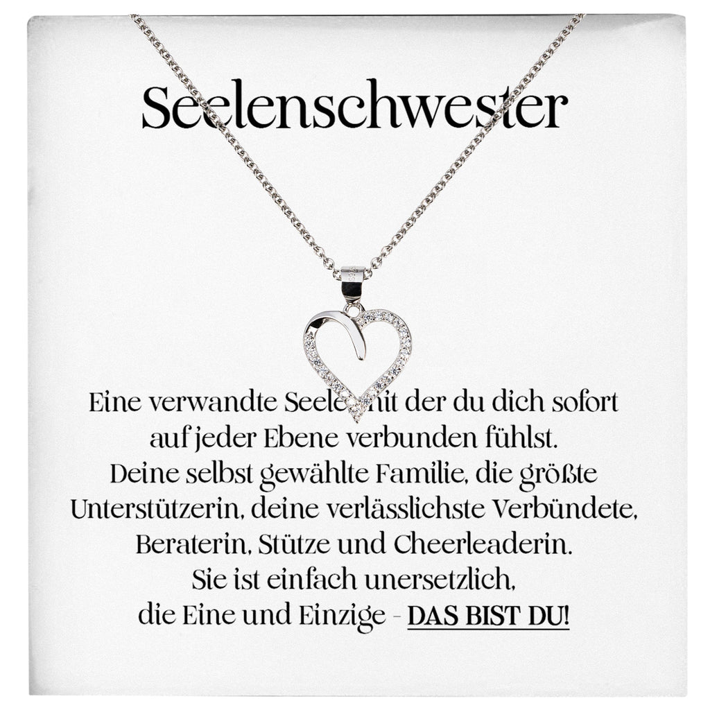 22Feels® Seelenschwester Beste Freundin Geschenk Silber 925/000 Schmuck Frauen Collier Herz Anhaenger mit Karte Mädchen Damen Geburtstag Bestie BFF-Schmuck mit Botschaftskarte - Herz21-22Feels