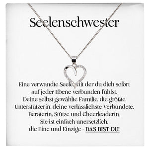 22Feels® Seelenschwester Beste Freundin Geschenk Silber 925/000 Schmuck Frauen Collier Herz Anhaenger mit Karte Mädchen Damen Geburtstag Bestie BFF-Schmuck mit Botschaftskarte - Herz21-22Feels