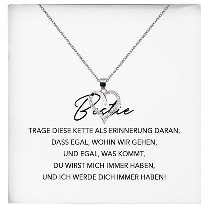 22Feels® Bestie Freundschaftkette Beste Freundin Geschenk Silber 925/000 Schmuck Frauen Collier Herz Anhaenger mit Karte Mädchen Damen Geburtstag BFF-Schmuck mit Botschaftskarte - Herz21-22Feels