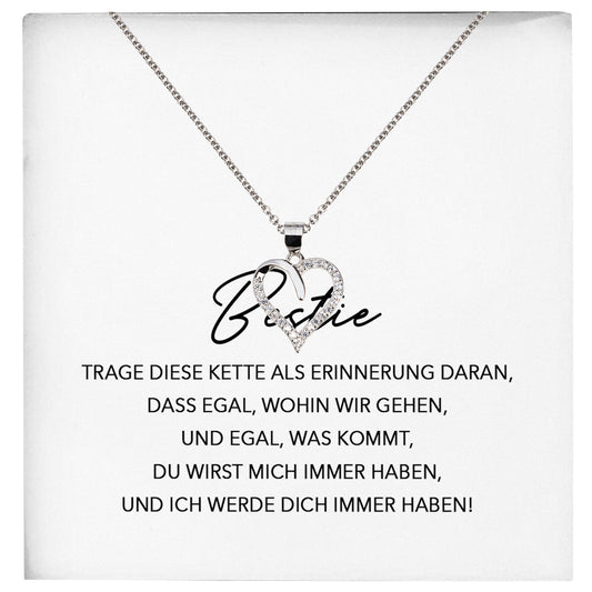 22Feels® Bestie Freundschaftkette Beste Freundin Geschenk Silber 925/000 Schmuck Frauen Collier Herz Anhaenger mit Karte Mädchen Damen Geburtstag BFF-Schmuck mit Botschaftskarte - Herz21-22Feels