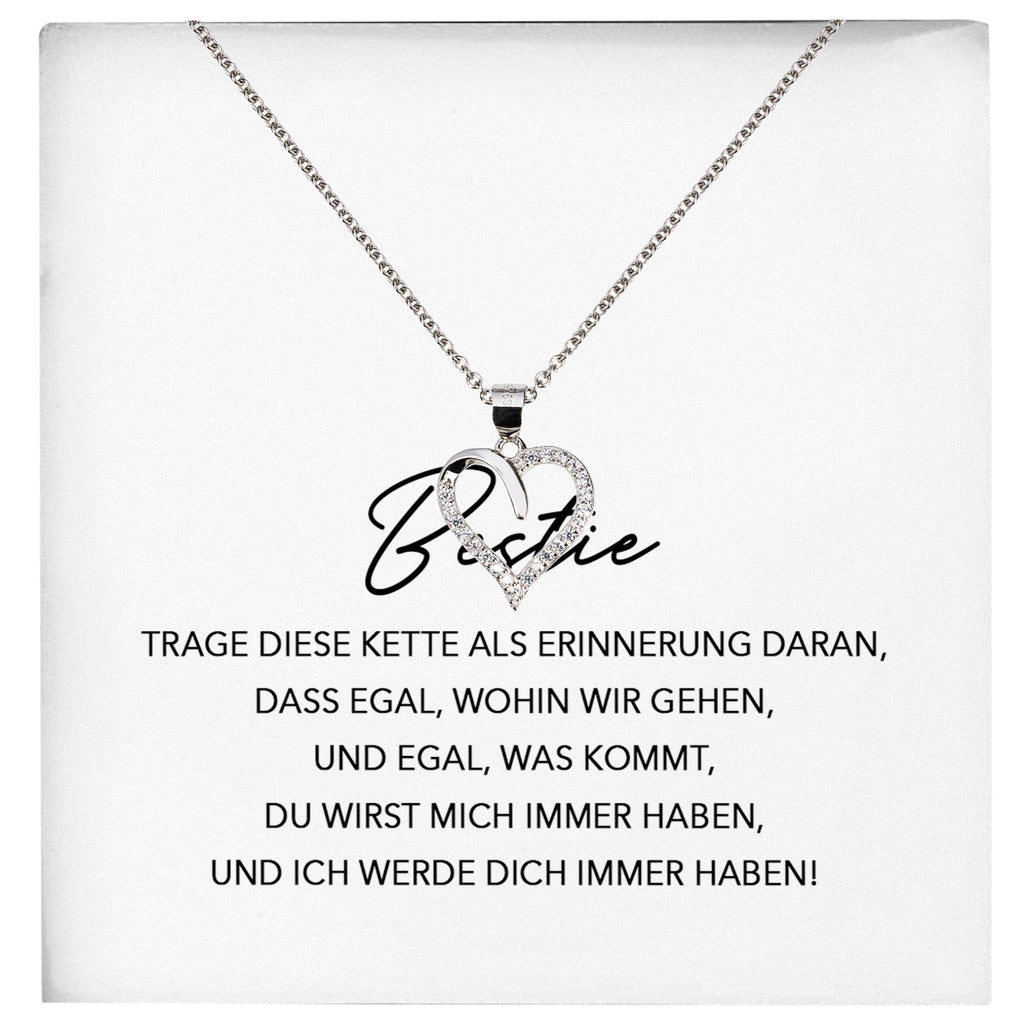 22Feels® Bestie Freundschaftkette Beste Freundin Geschenk Silber 925/000 Schmuck Frauen Collier Herz Anhaenger mit Karte Mädchen Damen Geburtstag BFF-Schmuck mit Botschaftskarte - Herz21-22Feels