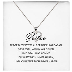 22Feels® Bestie Freundschaftkette Beste Freundin Geschenk Silber 925/000 Schmuck Frauen Collier Herz Anhaenger mit Karte Mädchen Damen Geburtstag BFF-Schmuck mit Botschaftskarte - Herz21-22Feels