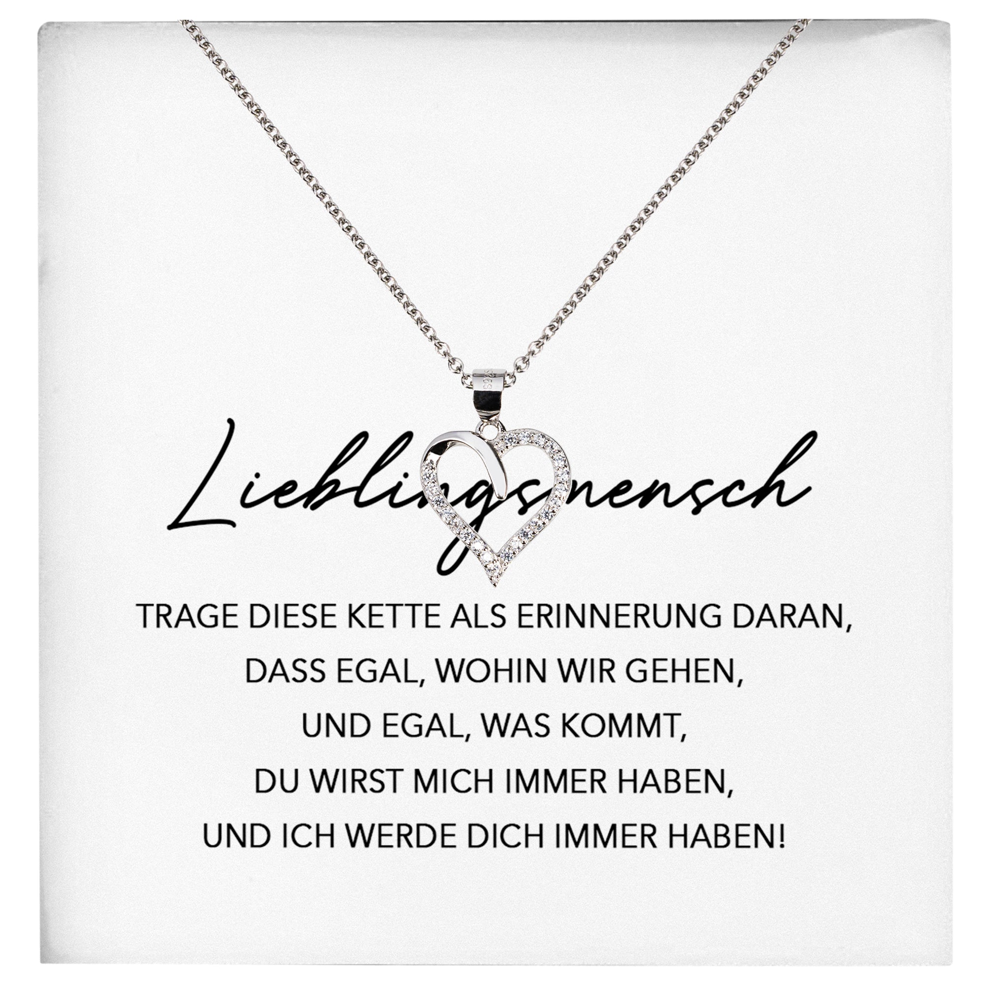 22Feels® Freundschaftkette Beste Freundin Geschenk Silber 925/000 Schmuck Frauen Mein Lieblingsmensch Collier Herz Anhaenger mit Karte Mädchen Damen Geburtstag Bestie BFF-Schmuck mit Botschaftskarte - Herz21-22Feels