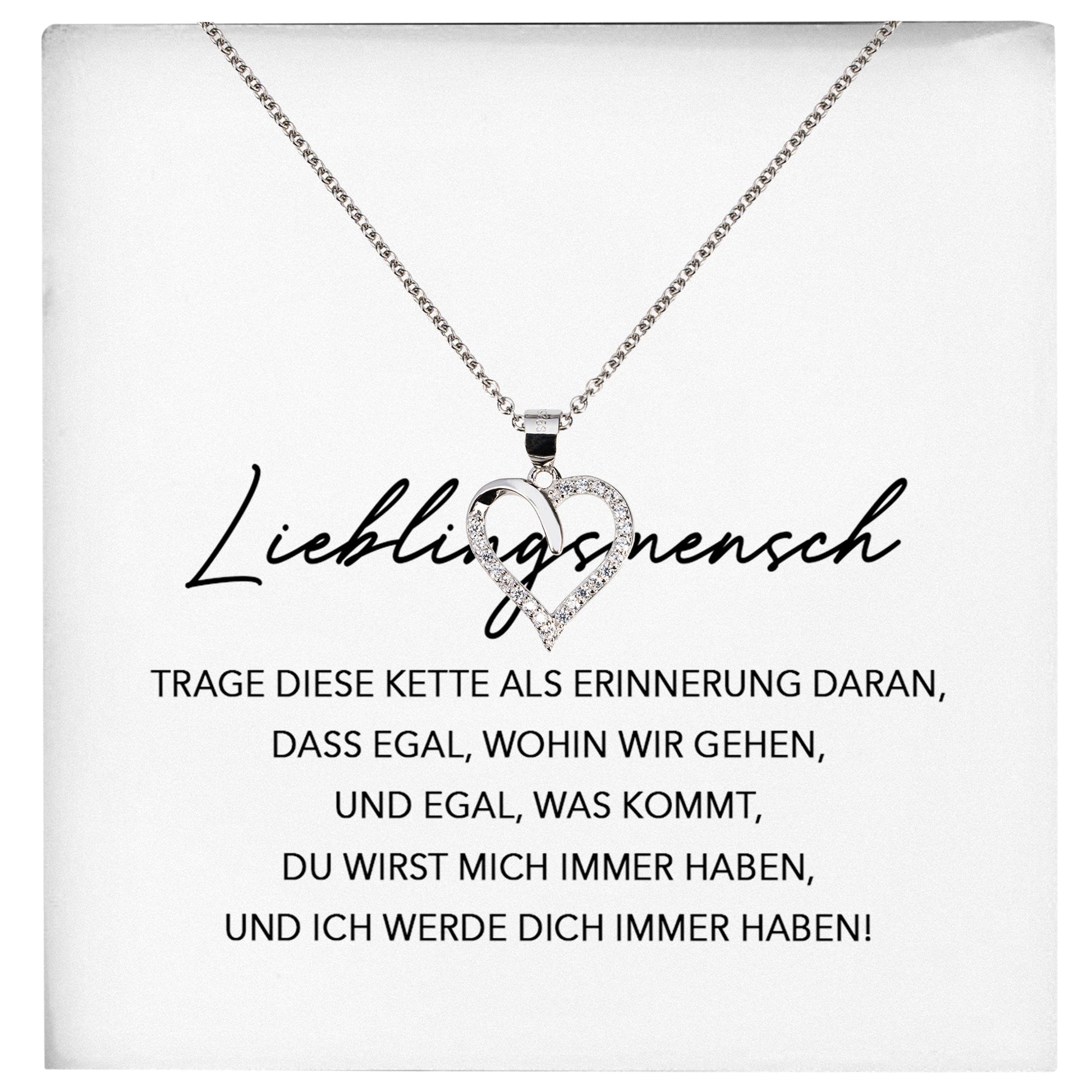 22Feels® Freundschaftkette Beste Freundin Geschenk Silber 925/000 Schmuck Frauen Mein Lieblingsmensch Collier Herz Anhaenger mit Karte Mädchen Damen Geburtstag Bestie BFF-Schmuck mit Botschaftskarte - Herz21-22Feels