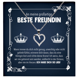 22Feels® Königin Freundschaftkette Beste Freundin Geschenk Silber 925/000 Schmuck Frauen Collier Herz Anhaenger mit Karte Mädchen Damen Geburtstag Bestie BFF-Schmuck mit Botschaftskarte - Herz21-22Feels