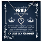 22Feels® Ehefrau Hochzeitstag Geschenk Königin Ich Liebe Dich Frauen Schmuck Silber 925/000 Herz Halskette Damen Collier mit 23 Zirkonia Steinen-Schmuck mit Botschaftskarte - Herz21-22Feels
