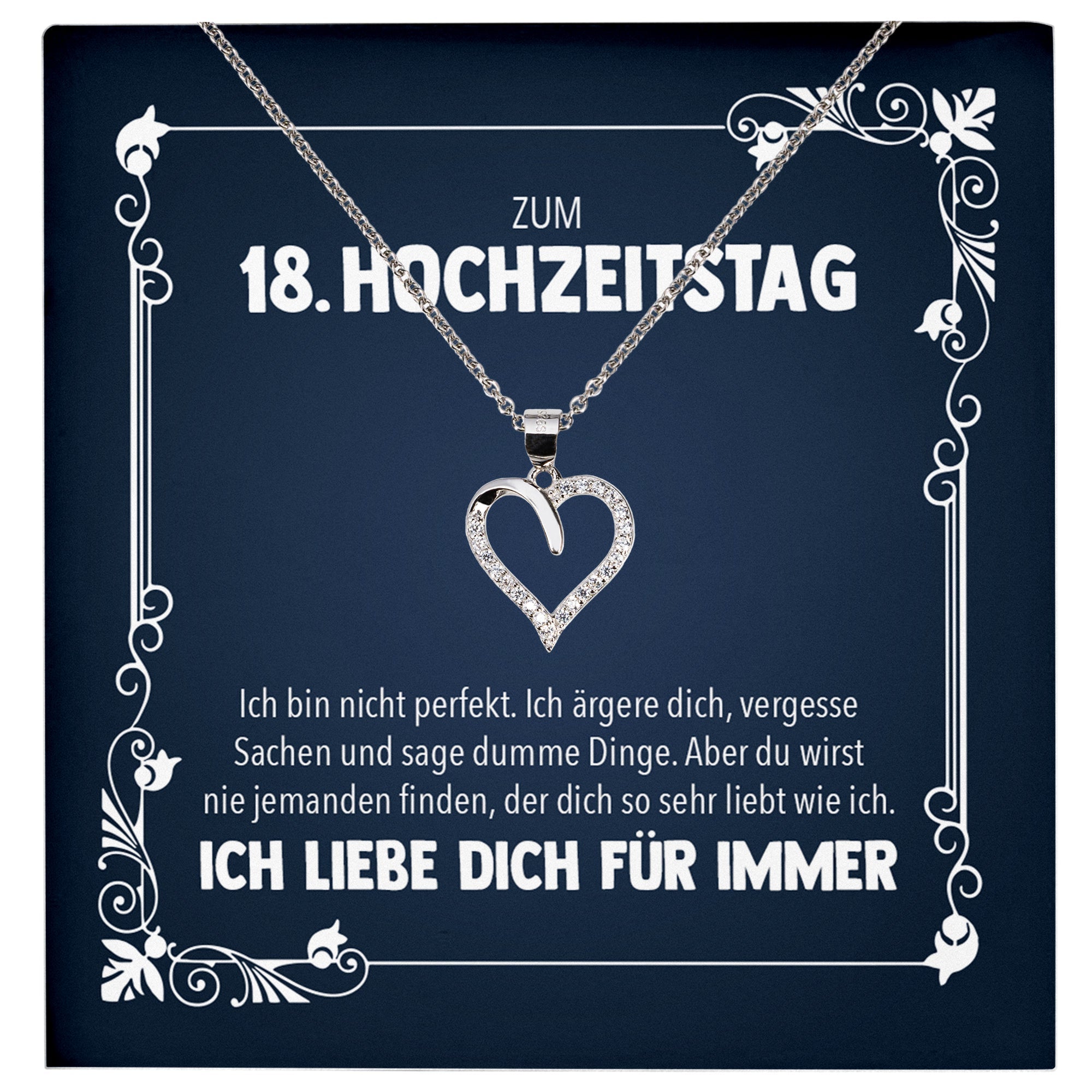 22Feels® Ehefrau zum Hochzeitstag Geschenk Ich Liebe Dich Frauen Schmuck Silber 925/000 Herz Halskette Damen Collier mit 23 Zirkonia Steinen-Schmuck mit Botschaftskarte - Herz21-22Feels