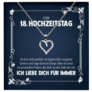 22Feels® Ehefrau zum Hochzeitstag Geschenk Ich Liebe Dich Frauen Schmuck Silber 925/000 Herz Halskette Damen Collier mit 23 Zirkonia Steinen-Schmuck mit Botschaftskarte - Herz21-22Feels