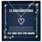 22Feels® Ehefrau zum Hochzeitstag Geschenk Ich Liebe Dich Frauen Schmuck Silber 925/000 Herz Halskette Damen Collier mit 23 Zirkonia Steinen-Schmuck mit Botschaftskarte - Herz21-22Feels