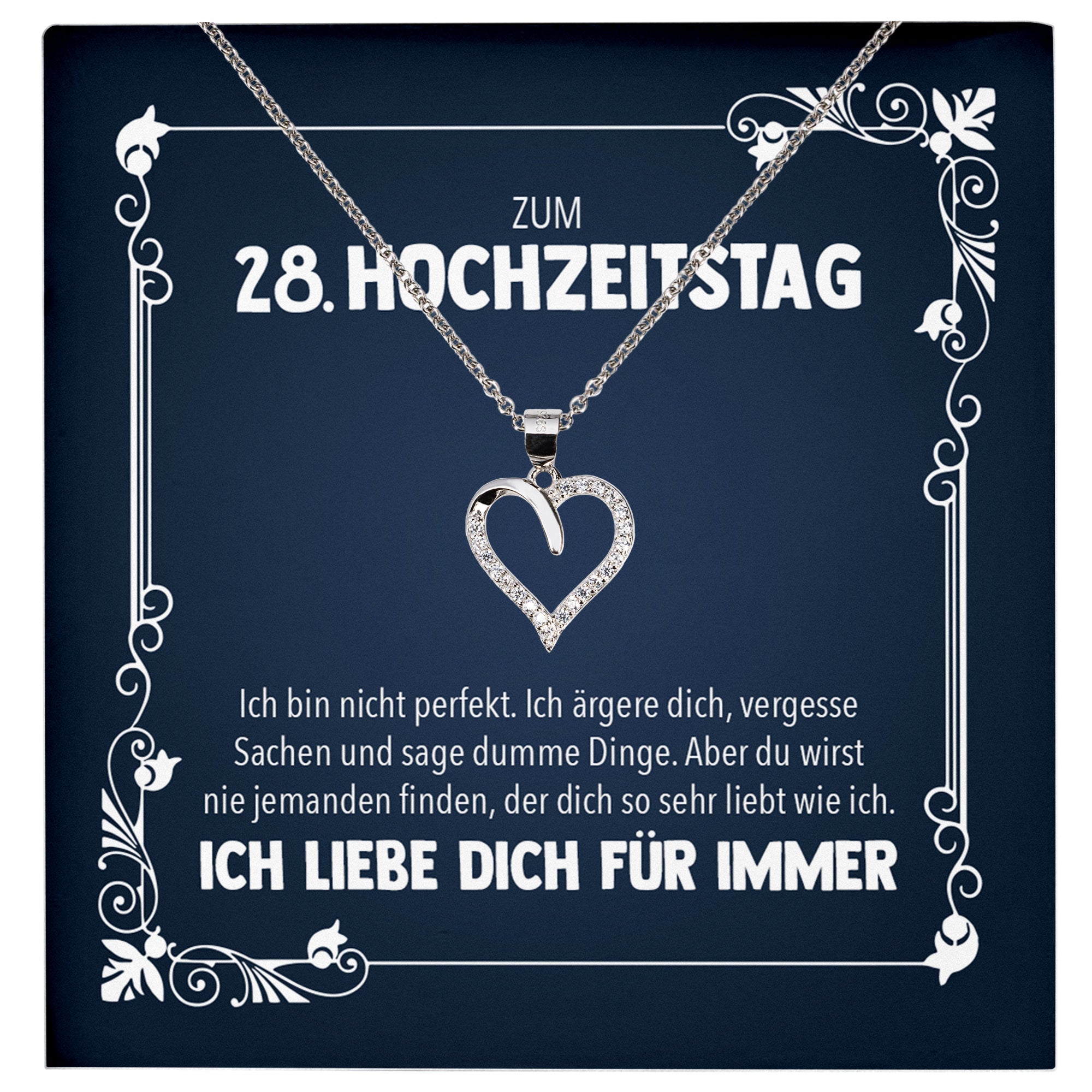 22Feels® Ehefrau zum Hochzeitstag Geschenk Ich Liebe Dich Frauen Schmuck Silber 925/000 Herz Halskette Damen Collier mit 23 Zirkonia Steinen-Schmuck mit Botschaftskarte - Herz21-22Feels