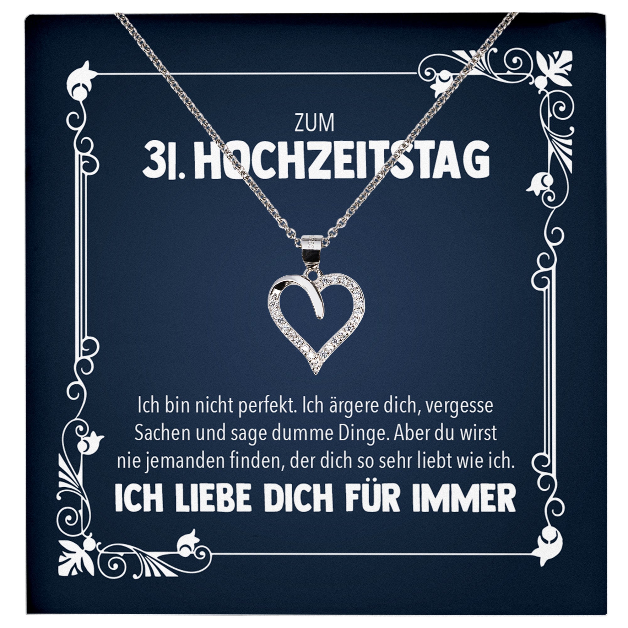22Feels® Ehefrau zum Hochzeitstag Geschenk Ich Liebe Dich Frauen Schmuck Silber 925/000 Herz Halskette Damen Collier mit 23 Zirkonia Steinen-Schmuck mit Botschaftskarte - Herz21-22Feels
