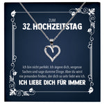 22Feels® Ehefrau zum Hochzeitstag Geschenk Ich Liebe Dich Frauen Schmuck Silber 925/000 Herz Halskette Damen Collier mit 23 Zirkonia Steinen-Schmuck mit Botschaftskarte - Herz21-22Feels