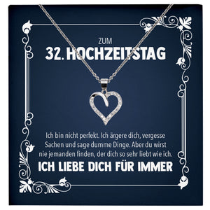 22Feels® Ehefrau zum Hochzeitstag Geschenk Ich Liebe Dich Frauen Schmuck Silber 925/000 Herz Halskette Damen Collier mit 23 Zirkonia Steinen-Schmuck mit Botschaftskarte - Herz21-22Feels