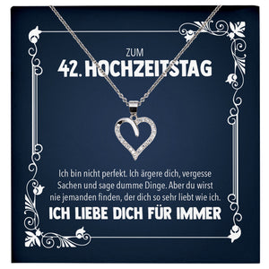 22Feels® Ehefrau zum Hochzeitstag Geschenk Ich Liebe Dich Frauen Schmuck Silber 925/000 Herz Halskette Damen Collier mit 23 Zirkonia Steinen-Schmuck mit Botschaftskarte - Herz21-22Feels