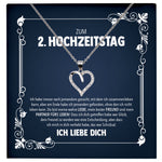 22Feels® Ehefrau Hochzeitstag Geschenk Ich Liebe Dich Frauen Schmuck Silber 925/000 Herz Halskette Damen Collier mit 23 Zirkonia Steinen-Schmuck mit Botschaftskarte - Herz21-22Feels