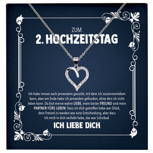 22Feels® Ehefrau Hochzeitstag Geschenk Ich Liebe Dich Frauen Schmuck Silber 925/000 Herz Halskette Damen Collier mit 23 Zirkonia Steinen-Schmuck mit Botschaftskarte - Herz21-22Feels