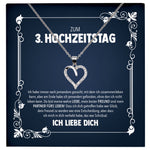 22Feels® Ehefrau Hochzeitstag Geschenk Ich Liebe Dich Frauen Schmuck Silber 925/000 Herz Halskette Damen Collier mit 23 Zirkonia Steinen-Schmuck mit Botschaftskarte - Herz21-22Feels