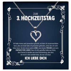 22Feels® Ehefrau Hochzeitstag Geschenk Ich Liebe Dich Frauen Schmuck Silber 925/000 Herz Halskette Damen Collier mit 23 Zirkonia Steinen-Schmuck mit Botschaftskarte - Herz21-22Feels