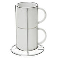 Ab 7,99/Stk Stapelbare Sublimationstassen (2er-Set) mit Metallgestell, Weiß je 235ml (8oz), Keramik Subli-Beschichtung Blanko Sublimation Werbegeschenk Paar Tassen-Sublimationsrohlinge und Kreativbedarf-22Feels