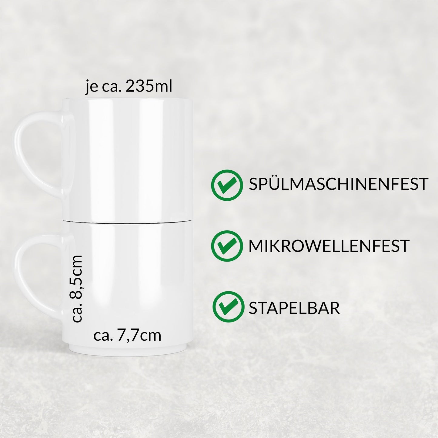 Ab 7,99/Stk Stapelbare Sublimationstassen (2er-Set) mit Metallgestell, Weiß je 235ml (8oz), Keramik Subli-Beschichtung Blanko Sublimation Werbegeschenk Paar Tassen-Sublimationsrohlinge und Kreativbedarf-22Feels