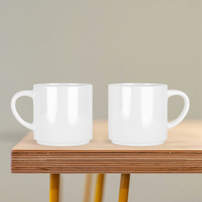 Ab 7,99/Stk Stapelbare Sublimationstassen (2er-Set) mit Metallgestell, Weiß je 235ml (8oz), Keramik Subli-Beschichtung Blanko Sublimation Werbegeschenk Paar Tassen-Sublimationsrohlinge und Kreativbedarf-22Feels