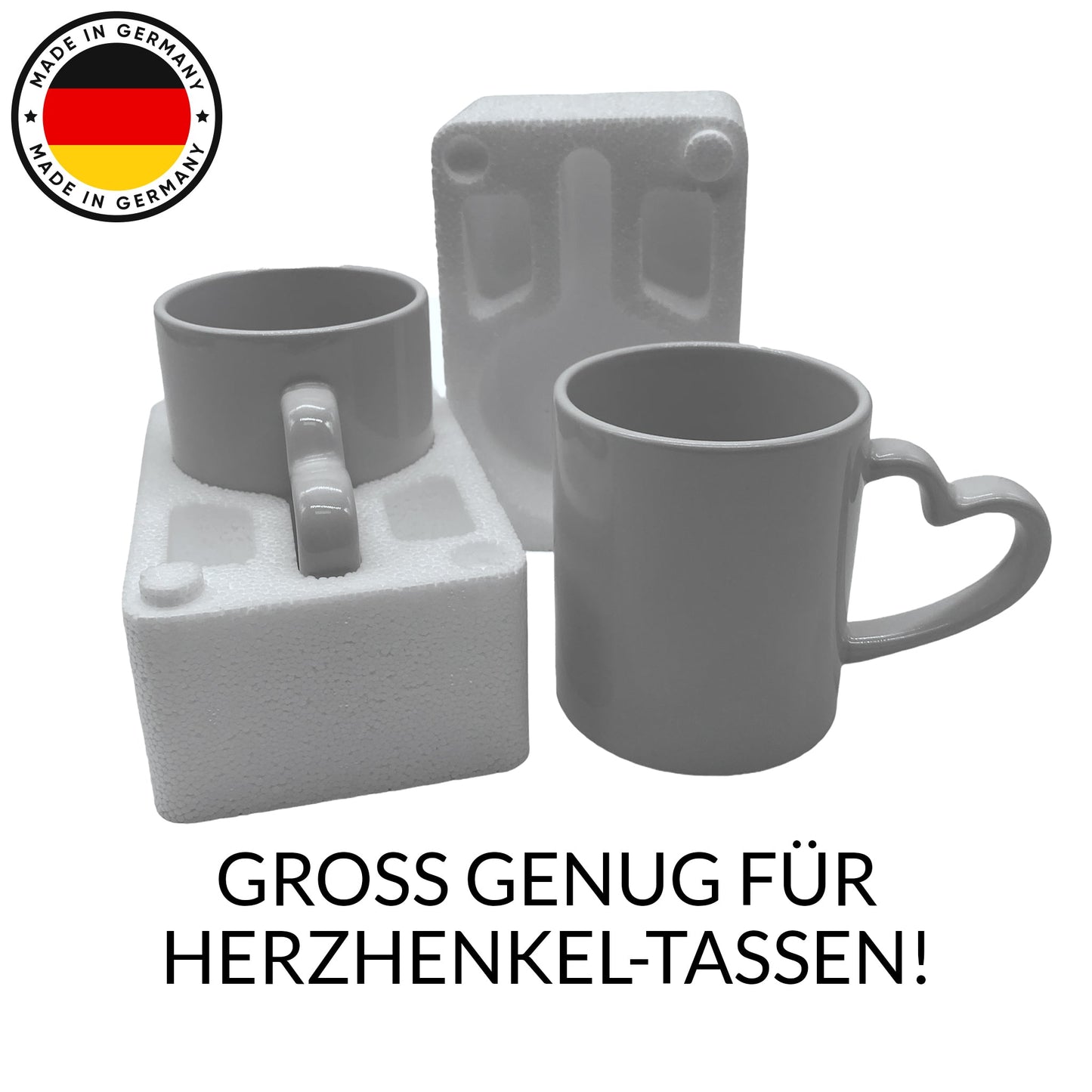 Ab 0,99/Stk EPS Halbschalen-Set Tassen Verpackung 154x100x60mm MADE IN GERMANY Sublimationstassen Styropor Tassenverkleidung (je 2) Schutz Kerzengläser-Sublimationsrohlinge und Kreativbedarf-22Feels