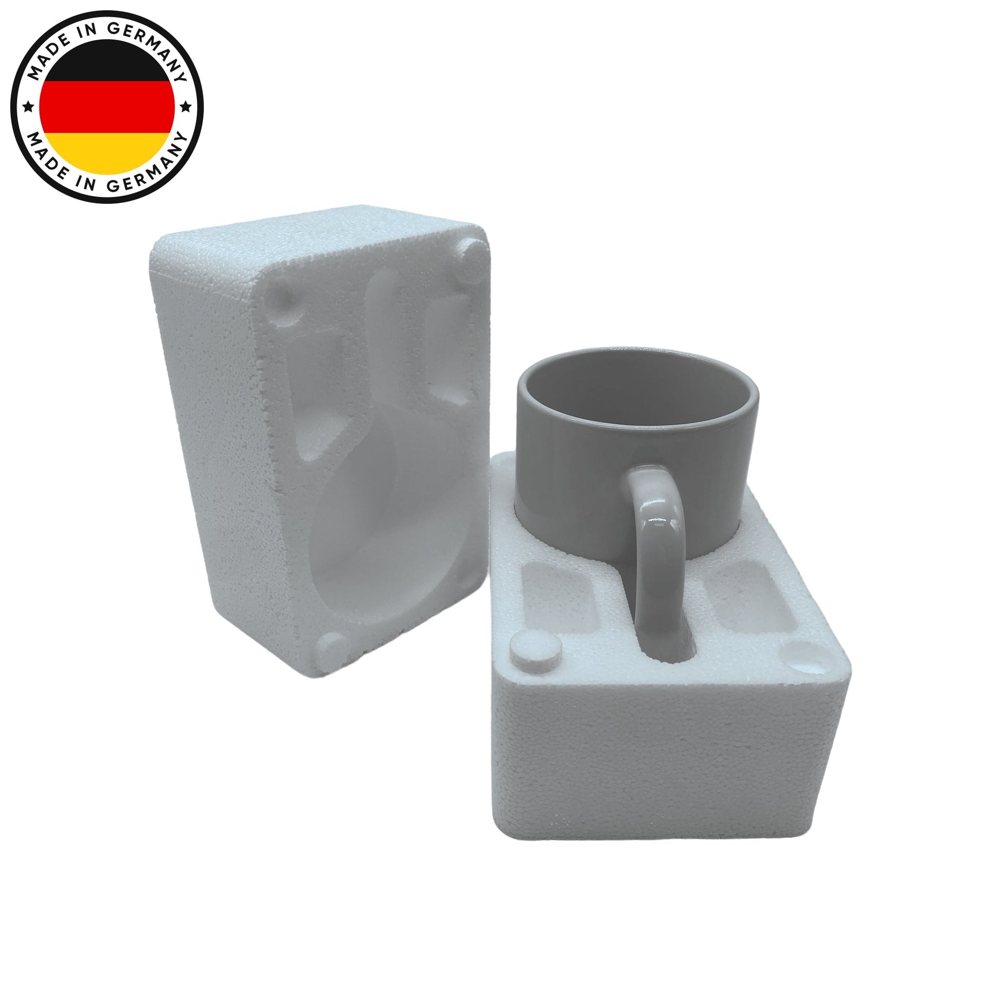 Ab 0,99/Stk EPS Halbschalen-Set Tassen Verpackung 154x100x60mm MADE IN GERMANY Sublimationstassen Styropor Tassenverkleidung (je 2) Schutz Kerzengläser-Sublimationsrohlinge und Kreativbedarf-22Feels