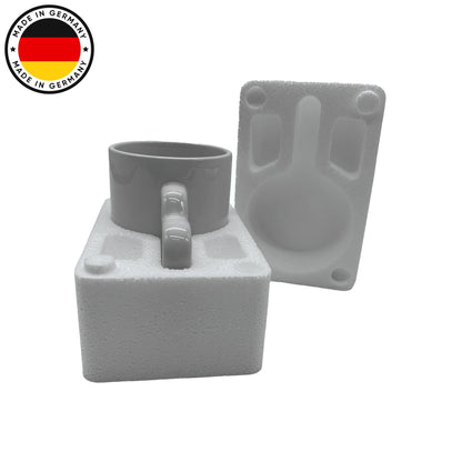 Ab 0,99/Stk EPS Halbschalen-Set Tassen Verpackung 154x100x60mm MADE IN GERMANY Sublimationstassen Styropor Tassenverkleidung (je 2) Schutz Kerzengläser-Sublimationsrohlinge und Kreativbedarf-22Feels
