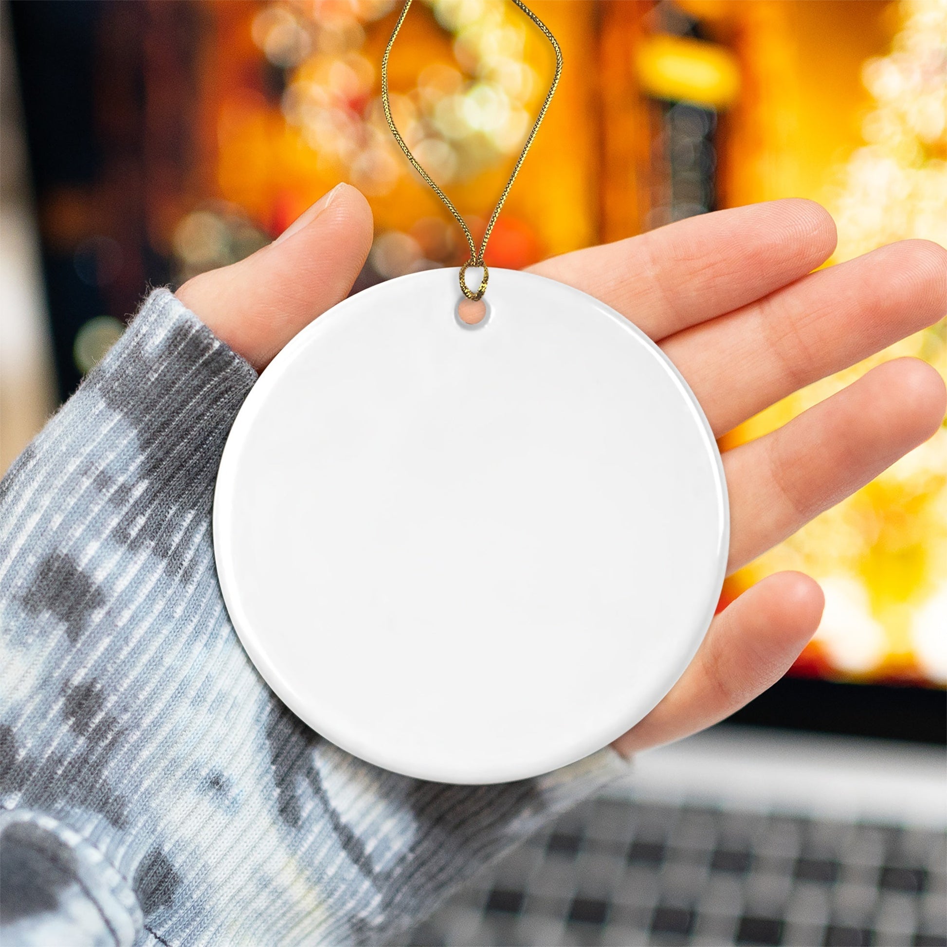 Ab 3,49/Stk Weihnachtsanhänger Sublimationsrohling Keramik Anhänger Sublimation 7cm Durchmesser Weiß Sublimation Blanko Werbegeschenk Weihnachtsdeko Bedruckbar-Sublimationsrohlinge und Kreativbedarf-22Feels