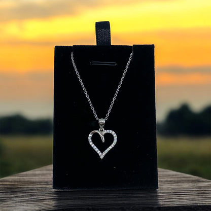 Ab 24,99/Stk Frauen Geschenk Collier mit Herzanhänger, Echt Silber 925/000, Halskette Rhodiniert, 22 Zirkonia Steine, Freudin Ehefrau Geschenk-Sublimationsrohlinge und Kreativbedarf-22Feels