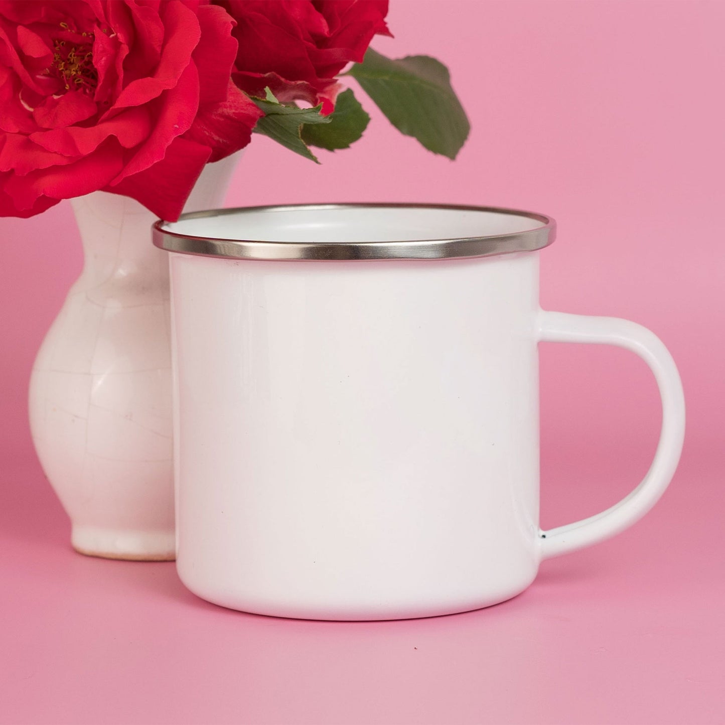 Ab 7,99/Stk Emailletasse Sublimationsrohling Camping Becher Blanko Sublimation Weiss (350ml, 530ml) Silberner Edelstahrand, Picknicks, Werbegeschenk-Sublimationsrohlinge und Kreativbedarf-22Feels