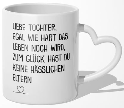 22Feels® Tochter Geschenk - Tasse mit Spruch (Herzhenkel, Weiss, 320ml)-Tasse Weiss Herzhenkel 320ml-22Feels